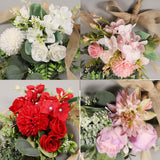 Maxbell Floral Swag Indoor Chrysanthemum Eucalyptus Wreath for Apartment Gift Window Red
