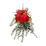 Maxbell Floral Swag Indoor Chrysanthemum Eucalyptus Wreath for Apartment Gift Window Red