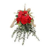 Maxbell Floral Swag Indoor Chrysanthemum Eucalyptus Wreath for Apartment Gift Window Red
