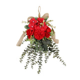 Maxbell Floral Swag Indoor Chrysanthemum Eucalyptus Wreath for Apartment Gift Window Red