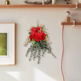 Maxbell Floral Swag Indoor Chrysanthemum Eucalyptus Wreath for Apartment Gift Window Red