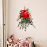 Maxbell Floral Swag Indoor Chrysanthemum Eucalyptus Wreath for Apartment Gift Window Red