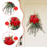 Maxbell Floral Swag Indoor Chrysanthemum Eucalyptus Wreath for Apartment Gift Window Red