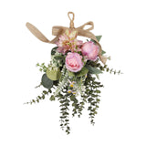 Maxbell Floral Swag Indoor Chrysanthemum Eucalyptus Wreath for Apartment Gift Window Purple