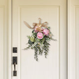 Maxbell Floral Swag Indoor Chrysanthemum Eucalyptus Wreath for Apartment Gift Window Purple