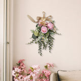 Maxbell Floral Swag Indoor Chrysanthemum Eucalyptus Wreath for Apartment Gift Window Purple