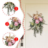 Maxbell Floral Swag Indoor Chrysanthemum Eucalyptus Wreath for Apartment Gift Window Purple