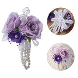 Maxbell Artificial Flower Wrist Corsage Wristlet Band for Bridal Shower Centerpieces