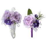 Maxbell Artificial Flower Wrist Corsage Wristlet Band for Bridal Shower Centerpieces