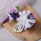Maxbell Artificial Flower Wrist Corsage Wristlet Band for Bridal Shower Centerpieces