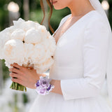 Maxbell Artificial Flower Wrist Corsage Wristlet Band for Bridal Shower Centerpieces