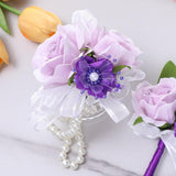 Maxbell Artificial Flower Wrist Corsage Wristlet Band for Bridal Shower Centerpieces