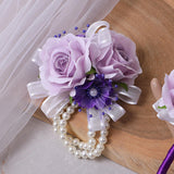 Maxbell Artificial Flower Wrist Corsage Wristlet Band for Bridal Shower Centerpieces