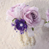 Maxbell Artificial Flower Wrist Corsage Wristlet Band for Bridal Shower Centerpieces