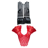 Maxbell Short Lace Gloves for Women Formal for Opera Cutout Accessories Dinner Party Black