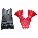 Maxbell Short Lace Gloves for Women Formal for Opera Cutout Accessories Dinner Party Black