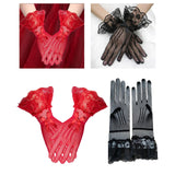 Maxbell Short Lace Gloves for Women Formal for Opera Cutout Accessories Dinner Party Black