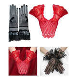 Maxbell Short Lace Gloves for Women Formal for Opera Cutout Accessories Dinner Party Black