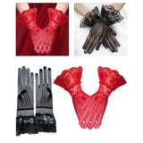 Maxbell Short Lace Gloves for Women Formal for Opera Cutout Accessories Dinner Party Black