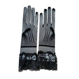Maxbell Short Lace Gloves for Women Formal for Opera Cutout Accessories Dinner Party Black