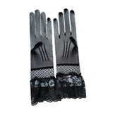 Maxbell Short Lace Gloves for Women Formal for Opera Cutout Accessories Dinner Party Black