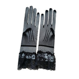 Maxbell Short Lace Gloves for Women Formal for Opera Cutout Accessories Dinner Party Black