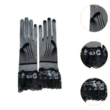 Maxbell Short Lace Gloves for Women Formal for Opera Cutout Accessories Dinner Party Black