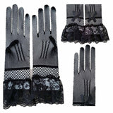 Maxbell Short Lace Gloves for Women Formal for Opera Cutout Accessories Dinner Party Black