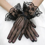 Maxbell Short Lace Gloves for Women Formal for Opera Cutout Accessories Dinner Party Black