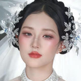 Maxbell 2x Bridal Hair Clip Wedding Rhinestone Flower Holiday Bride Hair Accessories