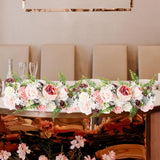 Maxbell 2 Pieces Fake Flowers Swag Wreath Stylish for Front Door Wedding Living Room