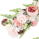 Maxbell 2 Pieces Fake Flowers Swag Wreath Stylish for Front Door Wedding Living Room