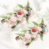 Maxbell 2 Pieces Fake Flowers Swag Wreath Stylish for Front Door Wedding Living Room