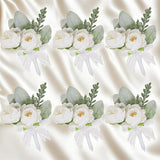 Maxbell 6x Wedding Boutonniere Rose Corsages for Anniversary Men Women Formal Dinner