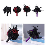 Maxbell Artificial Rose Flowers Goth Flower Bouquet for Garden DIY Craft Theme Party Black