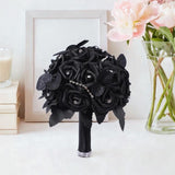 Maxbell Artificial Rose Flowers Goth Flower Bouquet for Garden DIY Craft Theme Party Black