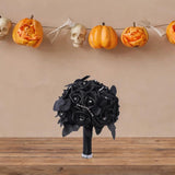 Maxbell Artificial Rose Flowers Goth Flower Bouquet for Garden DIY Craft Theme Party Black