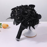 Maxbell Artificial Rose Flowers Goth Flower Bouquet for Garden DIY Craft Theme Party Black