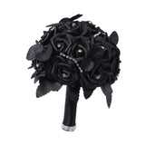 Maxbell Artificial Rose Flowers Goth Flower Bouquet for Garden DIY Craft Theme Party Black