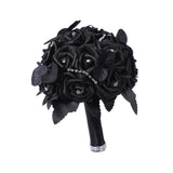 Maxbell Artificial Rose Flowers Goth Flower Bouquet for Garden DIY Craft Theme Party Black