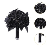 Maxbell Artificial Rose Flowers Goth Flower Bouquet for Garden DIY Craft Theme Party Black