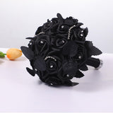 Maxbell Artificial Rose Flowers Goth Flower Bouquet for Garden DIY Craft Theme Party Black