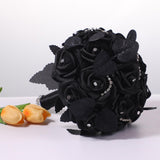 Maxbell Artificial Rose Flowers Goth Flower Bouquet for Garden DIY Craft Theme Party Black