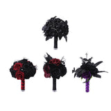 Maxbell Artificial Rose Flowers Goth Flower Bouquet for Garden DIY Craft Theme Party Black
