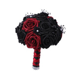 Maxbell Artificial Rose Flowers Goth Flower Bouquet for Garden DIY Craft Theme Party Dark red