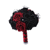 Maxbell Artificial Rose Flowers Goth Flower Bouquet for Garden DIY Craft Theme Party Dark red