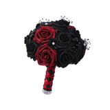 Maxbell Artificial Rose Flowers Goth Flower Bouquet for Garden DIY Craft Theme Party Dark red