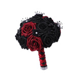 Maxbell Artificial Rose Flowers Goth Flower Bouquet for Garden DIY Craft Theme Party Dark red