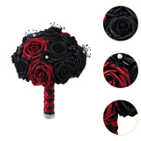 Maxbell Artificial Rose Flowers Goth Flower Bouquet for Garden DIY Craft Theme Party Dark red