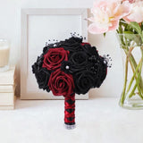 Maxbell Artificial Rose Flowers Goth Flower Bouquet for Garden DIY Craft Theme Party Dark red